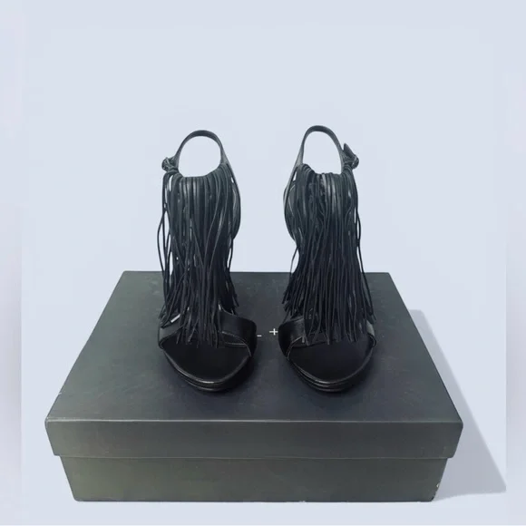 Kendall & Kylie Black Fringe Stiletto Sandals - Picture 7 of 7